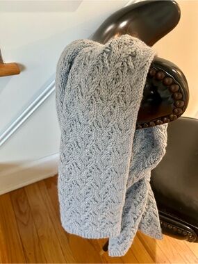 NWT Talbots Gray Cable Knit Wool Alpaca Blend Winter Scarf Long Thick